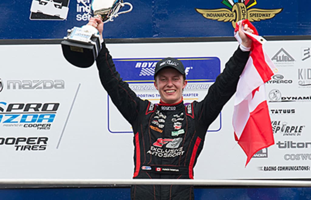 Thompson wins r2 pro mazda ims